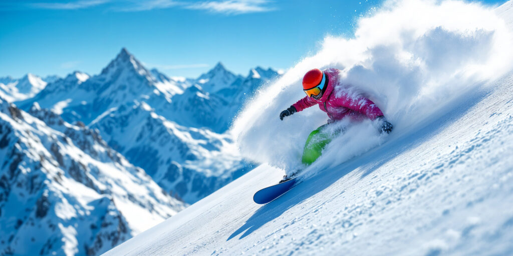 ski lyon : skieur dans la poudreuse