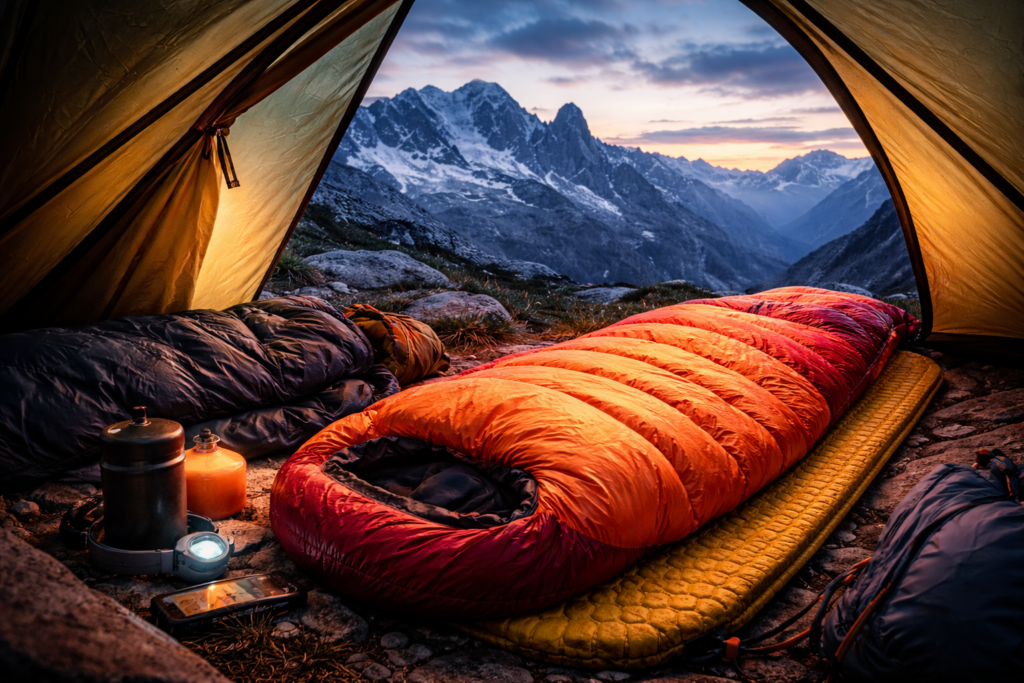 sac de couchage bivouac en montagne